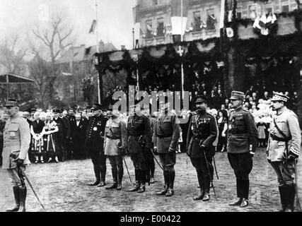 Généraux alliés à Metz à la fin de la guerre, 1918 Banque D'Images