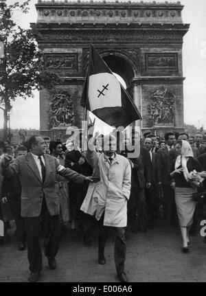 Démonstration des partisans de de Gaulle, 1958 Banque D'Images