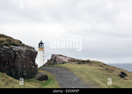 Rubha Reidh lighthouse, près de Gairloch dans le nord-ouest des Highlands d'Écosse, Mars 2014 Banque D'Images