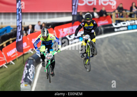 La Coupe du Monde Supercross BMX UCI Centre National de cyclisme de Manchester, Angleterre Royaume-uni Banque D'Images