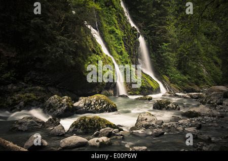 Cascade à côté de la rivière, Boulder Boulder River Wilderness, mont Baker-Snoqualmie National Forest, North Carolina, USA Banque D'Images