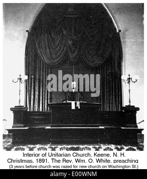 Intérieur de l'Église unitarienne Keene, New Hampshire Banque D'Images