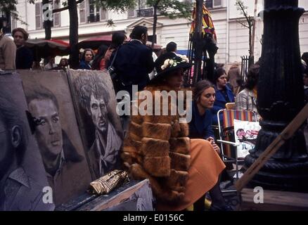 Peintres à la Place du Tertre à Paris, 1986 Banque D'Images