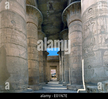Ramesseum : le temple funéraire du pharaon Ramsès II le Grand(1303-1213 av. XIX dyn.). La salle hypostyle. Banque D'Images