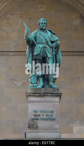 Johann Tserclaes, comte de Tilly, statue, Feldherrnhalle, Munich, Bavière, Allemagne. Banque D'Images