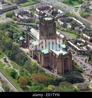 Vue aérienne de la cathédrale anglicane de Liverpool Banque D'Images