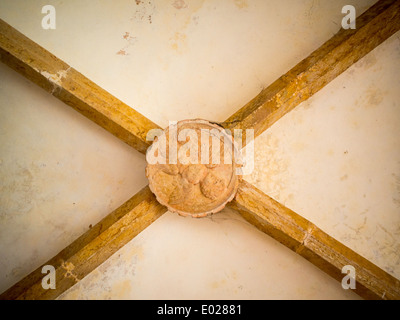 Détail de la bosse de plafond de la corideur du Convento de Cristo, Tomar Banque D'Images