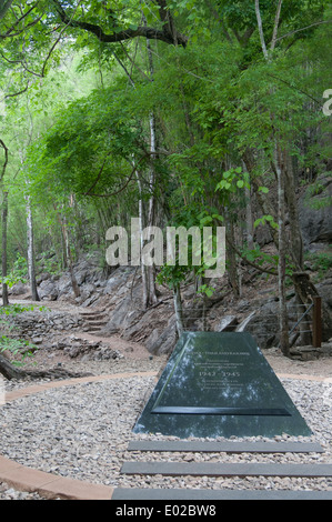 Un mémorial à 'Hellfire Pass' sur la coupe de fer de la mort, Kanchanaburi, Thaïlande Banque D'Images