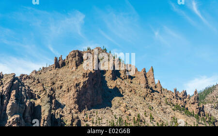 Des formations rocheuses, paysage volcanique, Parque Nacional de las Cañadas del Teide, le Parc National du Teide, Site du patrimoine mondial de l'UNESCO Banque D'Images