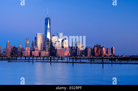 New York Skyline Vue sur le fleuve Hudson, New York, USA Banque D'Images