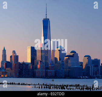 New York Skyline Vue sur le fleuve Hudson, New York, USA Banque D'Images