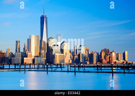 New York Skyline Vue sur le fleuve Hudson, New York, USA Banque D'Images