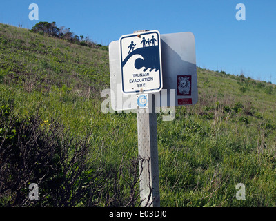 Évacuation Tsunami site sign Pacifica, Californie Banque D'Images