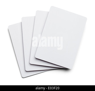 Quatre cartes de poker en blanc isolé sur fond blanc. Banque D'Images