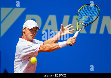 Munich, Allemagne. 01 mai, 2014. Ricardas Berankis la Lituanie en action pendant la série de seize match contre l'Autriche à l'Juergen Melzer ATP Tour à Munich, Allemagne, 01 mai 2014. Photo : MARC MUELLER/dpa/Alamy Live News Banque D'Images