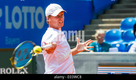 Munich, Allemagne. 01 mai, 2014. Ricardas Berankis la Lituanie en action pendant la série de seize match contre l'Autriche à l'Juergen Melzer ATP Tour à Munich, Allemagne, 01 mai 2014. Photo : MARC MUELLER/dpa/Alamy Live News Banque D'Images