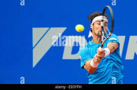 Munich, Allemagne. 01 mai, 2014. L'Italie Fabio Fognini en action pendant la série de seize match contre l'Allemagne à Dustin Brown l'ATP Tour à Munich, Allemagne, 01 mai 2014. Photo : MARC MUELLER/dpa/Alamy Live News Banque D'Images