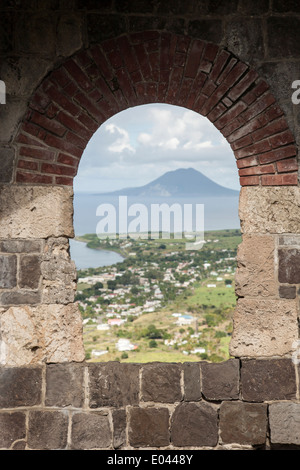 Vue depuis le fort historique, sur l'île de Saint Kitts Banque D'Images