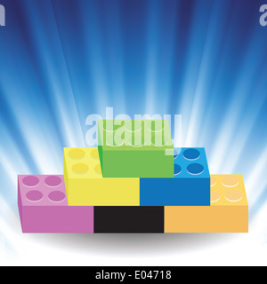 Illustration colorée avec des éléments de base sur un fond bleu pour votre conception Banque D'Images