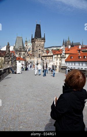 Prague, sur le pont Karl's, Prag, auf der Karlsbruecke Banque D'Images