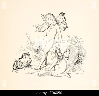 Emily Gertrude Thomson (1850-1929) Illustration de Lewis Carroll de "Trois couchers de soleil et autres poèmes" publié en 1898. Les Fées Banque D'Images