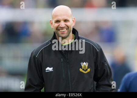 Bath, Royaume-Uni. 09Th Mai, 2014. Northampton Saints Directeur de Rugby Jim MALLINDER est de bonne humeur avant l'Aviva Premiership match entre Bath et Northampton Saints au Recreation Ground. Credit : Action Plus Sport/Alamy Live News Banque D'Images