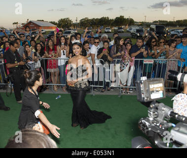 Tampa, Floride, USA. Apr 25, 2014. Tampa, Floride - le 25 avril 2014 : Nina Davuluri, première Miss America d'origine indienne, promenades le tapis vert à ''la magie de l'IIFA Les Films'' qui est l'événement du jour 3 lors de la 15e Semaine annuelle de l'IIFA Awards &. © Andrew Patron/ZUMAPRESS.com/Alamy Live News Banque D'Images