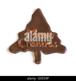 Nouvel An des arbres en chocolat Cookie avec lettrage Joyeux Noël Banque D'Images