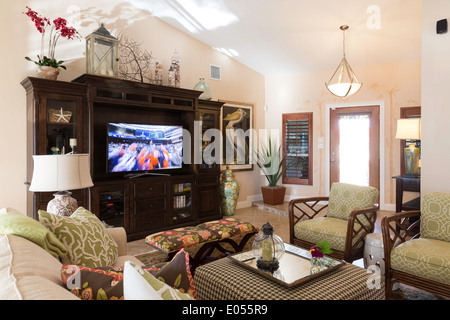 Résidence hôtelière, séjour avec télé, USA Banque D'Images