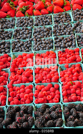 Fresh fruits colorés sur l'écran au cours du marché Banque D'Images