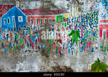 Murale, Olinda (site du patrimoine mondial de l'UNESCO), l'État de Pernambuco, Brésil Banque D'Images