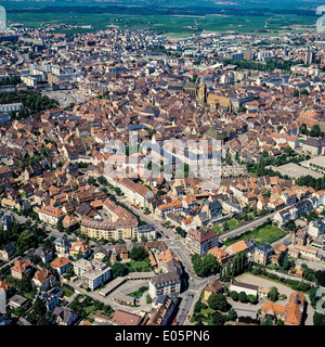 Vue aérienne de la ville de Colmar Alsace France Europe Banque D'Images