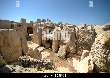 Hagar Qim, est un complexe de temples mégalithiques trouvés sur l'île méditerranéenne de Malte, datant de la phase Ġgantija Banque D'Images