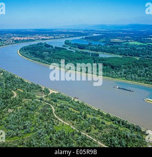 Vue aérienne du Grand Canal d'Alsace haut Rhin Alsace acheminement France Banque D'Images