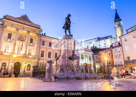 La place Tartini à Piran, Slovénie, Europe Banque D'Images