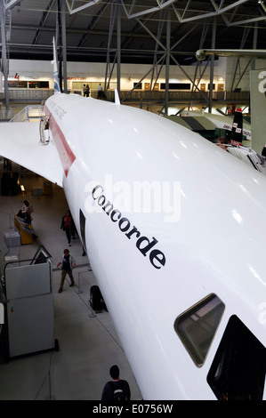 Avion de ligne supersonique Concorde dans l'air de Duxford Museum Banque D'Images