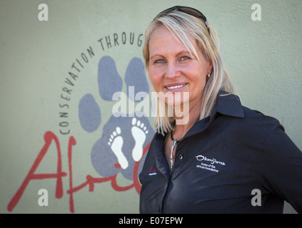 Donna Hanssen Rrom fondation Africat, Okonjima, Namibie Banque D'Images