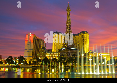 Le lever du soleil sur le Strip, Las Vegas. Banque D'Images