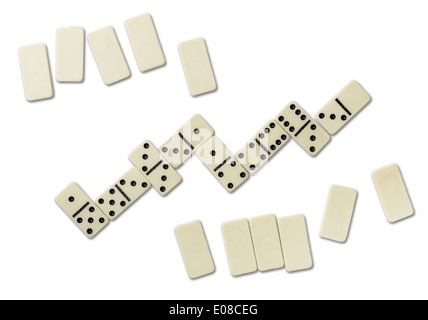Vue de dessus de jeux domino isolated on white Banque D'Images