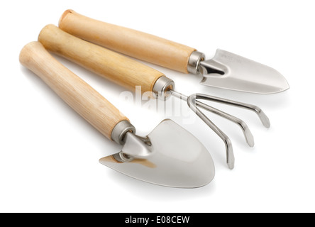 Outils de jardin isolated on white Banque D'Images