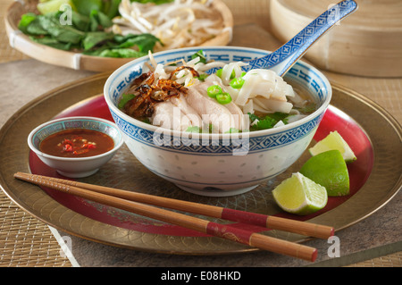 Soupe Poulet et nouilles Pho Ga Vietnam Food Banque D'Images