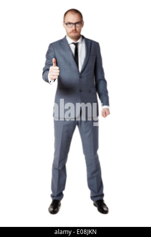 Jeune homme d'affaires affiche ok signe. Thumbs up Banque D'Images