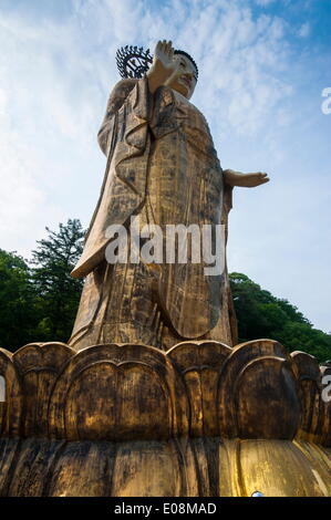 Statue de Maitréya d'or, Temple Beopjusa, Corée du Sud, Asie Banque D'Images