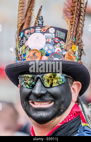 Face noire Style Bordure Morris Homme à Rochester Festival annuels Banque D'Images