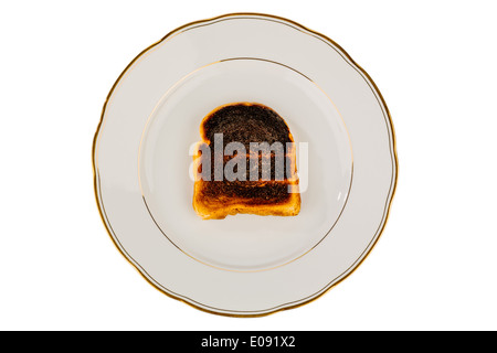 Griller le pain est devenu un toast avec burntly. Burntly avec disques toast le petit-déjeuner., toasten Toastbrot wurde beim verbrannt. Banque D'Images