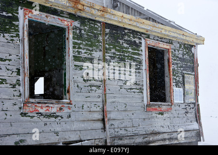 L'extérieur de l'ancien maison biscoe aktieselskabet hektor station baleinière la baie des baleiniers Deception Island Antarctique Banque D'Images