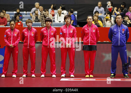 3 mai 2014 - Tennis de Table : 2014 World Team Tennis de Table match quart de femmes entre la Chine 3-0 la RPD de Corée au 1er Gymnase de Yoyogi, Tokyo, Japon. © AFLO SPORT/Alamy Live News Banque D'Images