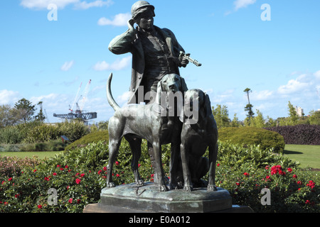 Huntsman et les chiens statue par Henri Alfred Marie Jacquemart dans des jardins botaniques de Sydney , Australie Banque D'Images