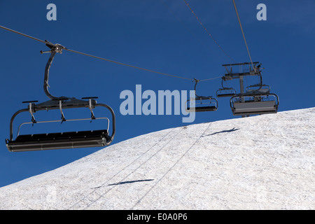 Vue du haut de l'Chamossiere remonte-pentes dans la station de ski de Morzine, France. Banque D'Images