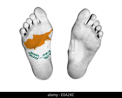 Pieds avec drapeau dormir ou concept de mort drapeau de Chypre Banque D'Images